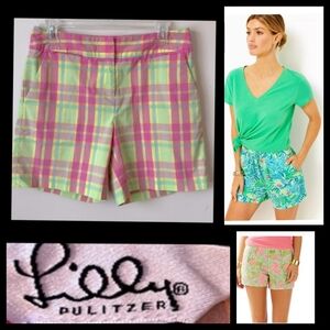 Lilly Pulitzer Vintage Plaid Shorts Size 6 waist 28●